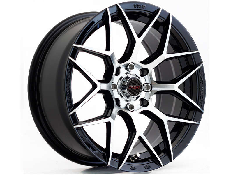14" A-Line Classic 4/100 &amp; 4/108 Black Machine Face Alloy Wheels