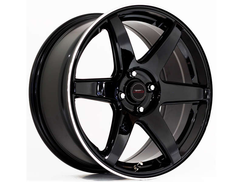 17" A-Line Acid 4/100 Black Machine Lip Alloy Wheels