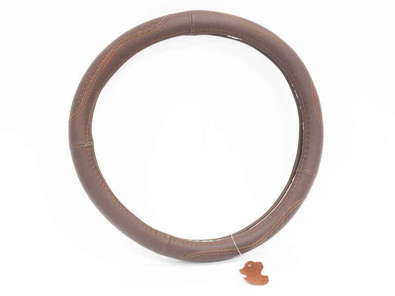 Dark Brown Leather Steering Wheel Cover