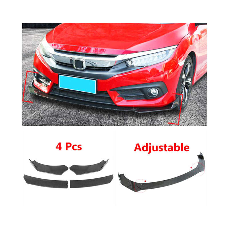 Universal 4piece over-Lip Gloss Black Front Spoiler