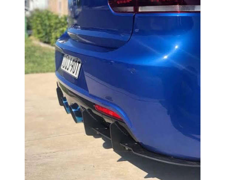 VW Golf Mk6 R Gloss Black Add-on rear bumper diffuser