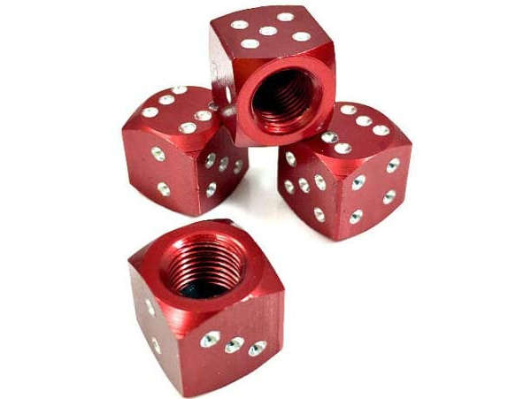 Dice Design Anodized Steel Wheel Valves (red)