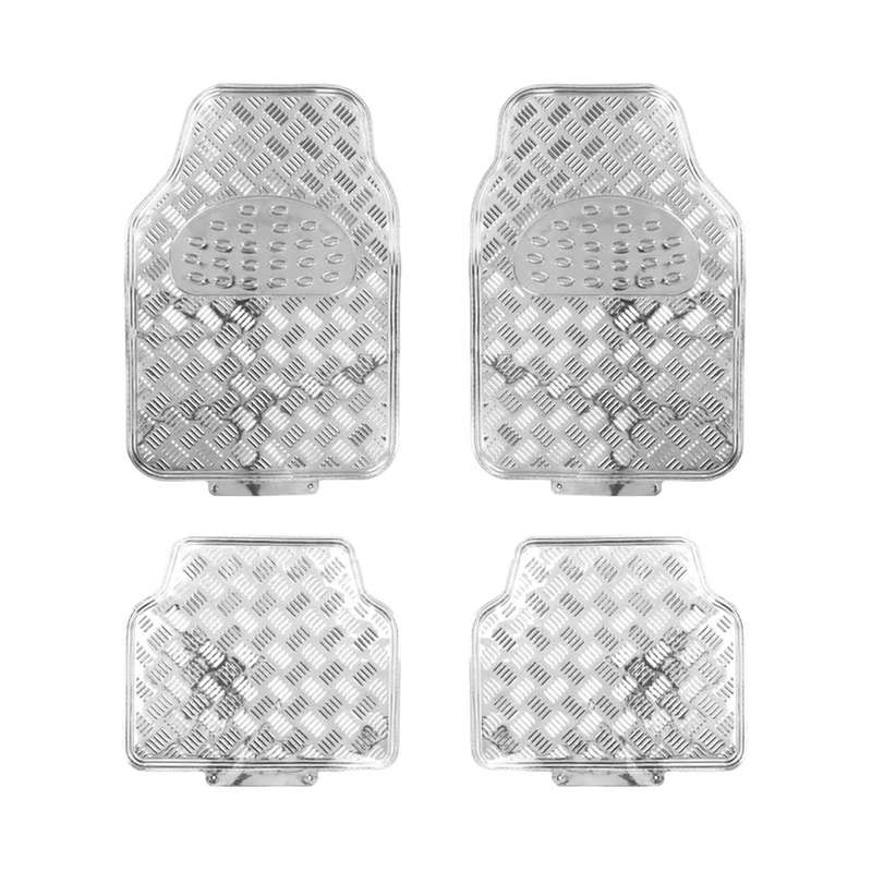 Universal Chrome Metallic Silver Car Mats (set of 4)