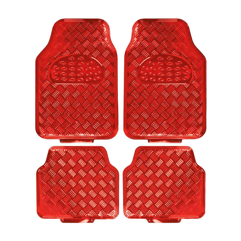 Universal Chrome Metallic Red Car Mats (set of 4)
