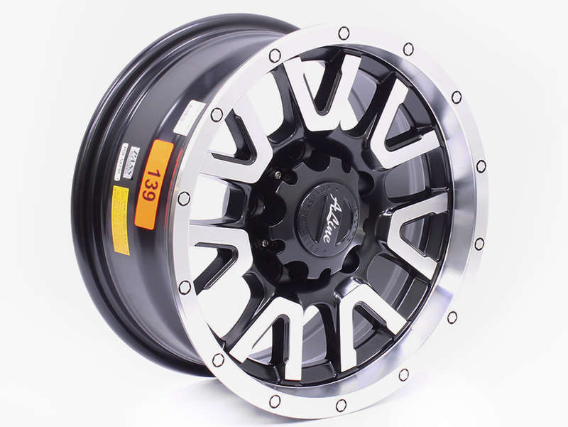 15" A-Line Volcano 5/139 Black Machine Face Alloy Wheels