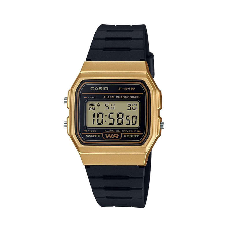 Casio Men's F-91WM-9ADF Digital Watch - Black and Gold