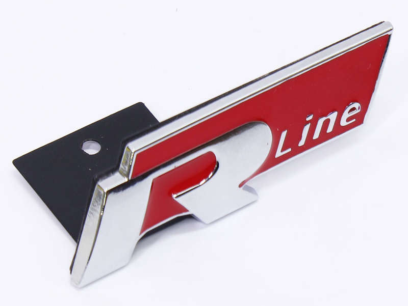 VW R-Line Design Grille Badge (Red&amp; Silver)