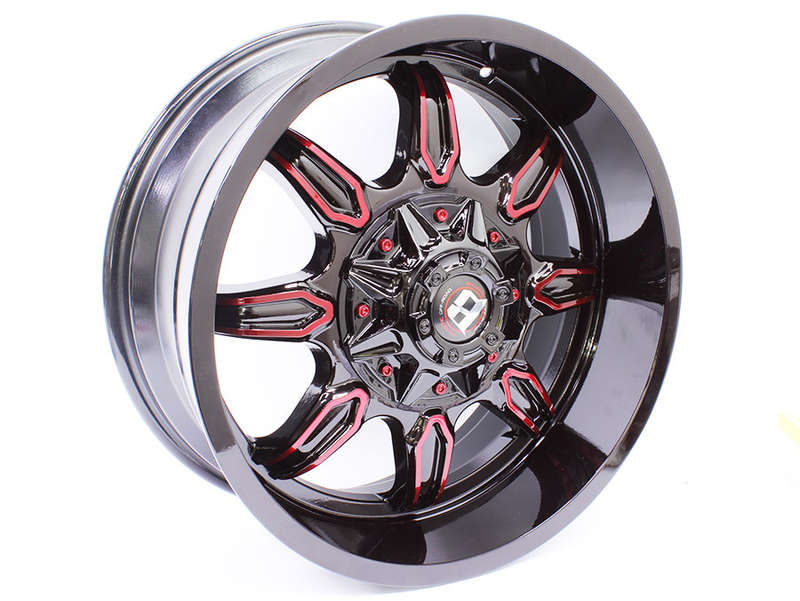 20" Flawless E670 6/139 Black &amp; Red Alloy Wheels