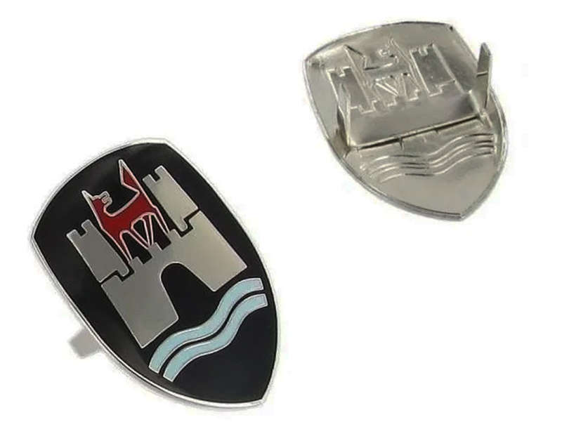 VW Beetle Wolfsburg Bonnet Crest, Black: Beetle 1960-1963, Beetle Cabrio 1960-1963