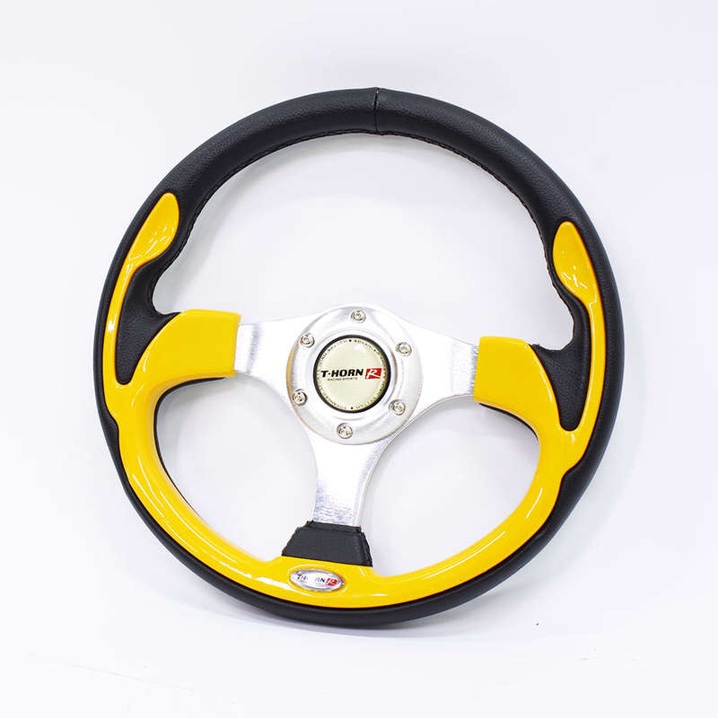 X1 Series Sports Steering Wheel - Black with Gloss Yellow Inserts