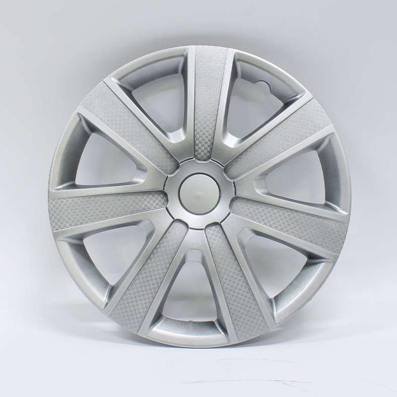 15" Clip On Wheel Hub Caps with Silver Carbon Fibre Design (set of 4)