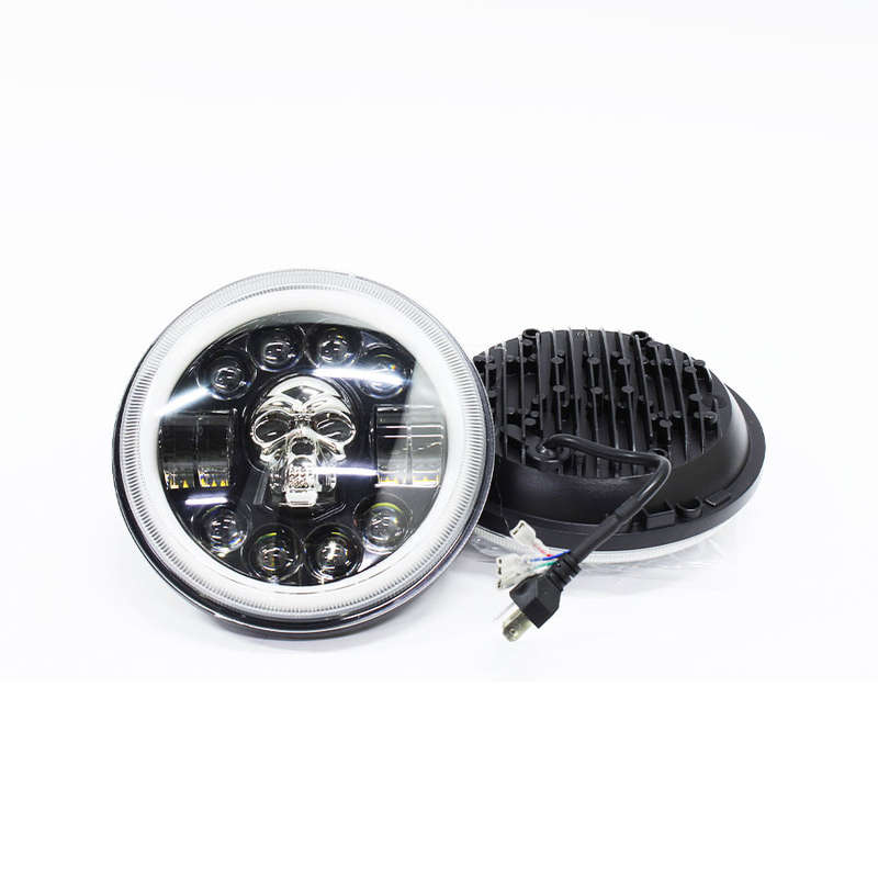 7" Multi-colour LED Headlight with Skull Design (pair)