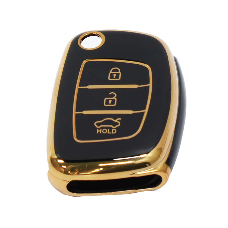 Key Cover Suitable for Hyundai Type-1 Gloss Black &amp; Rose Gold