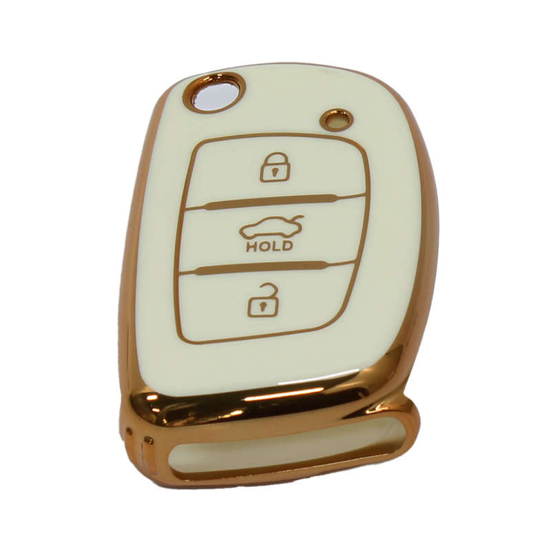 Key Cover Suitable for Hyundai Type-1 Gloss White &amp; Gold