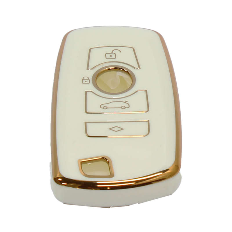 Key Cover Suitable for Volkswagen Key-Less Storm Gloss White &amp; Gold