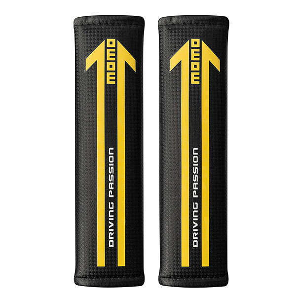 Momo Carbon Look Shoulder Pads with Yellow Trim (pair)