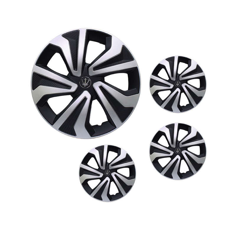 16" Wheel Cap Silver &amp; Black Carbon Fibre Design (set of 4)