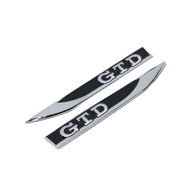 VW Black &amp; Chrome GTD Design Fender Sticker Badge - 145x18mm (pair)