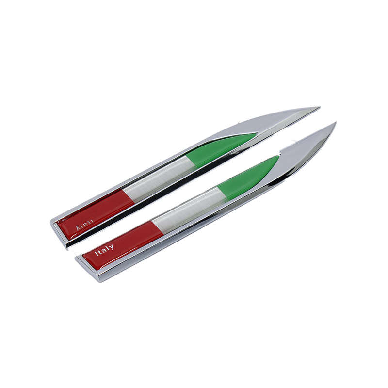 Italian Flag Design Fender Badge - 145x18mm (pair)