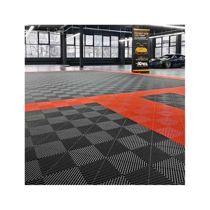 Izitrax Premium Car Flooring Tiles (Black &amp; Grey)