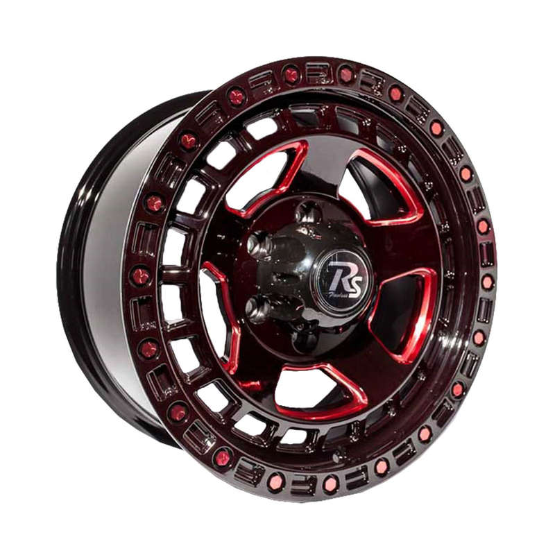 17" Monza 6/139 Gloss Black Maroon Finish with Red Undercut Alloy Wheels