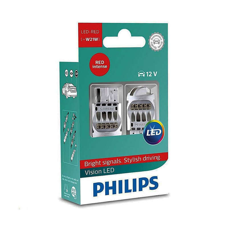 Philips Vision Red W21/4w LED Red Bulbs (pair)