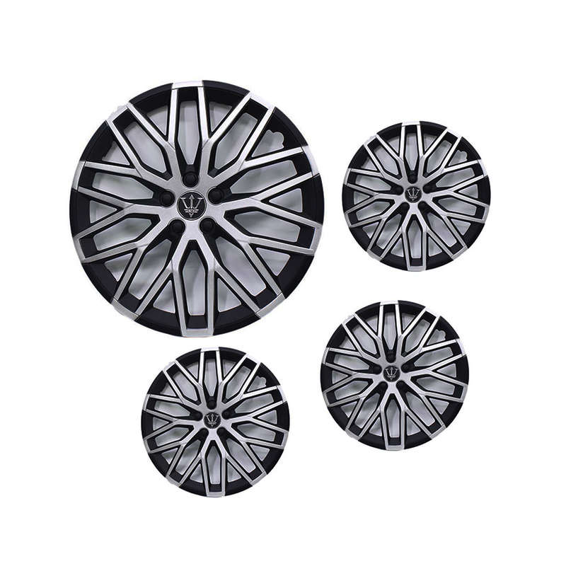 14" Silver/Black Hockenheim Design Wheel Caps (set of 4)
