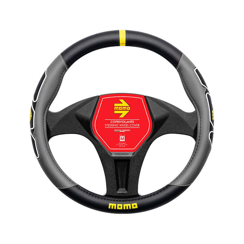Momo SWC0FUNBG Fun Series Black &amp; Grey Steering Wheel Cover (38cm diametre)
