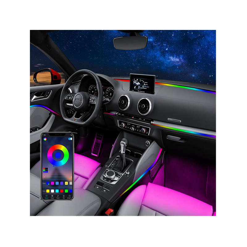 Universal 10 in-1 RGB LED 8M Interior Atmosphere Ambient Fibre Optic Line