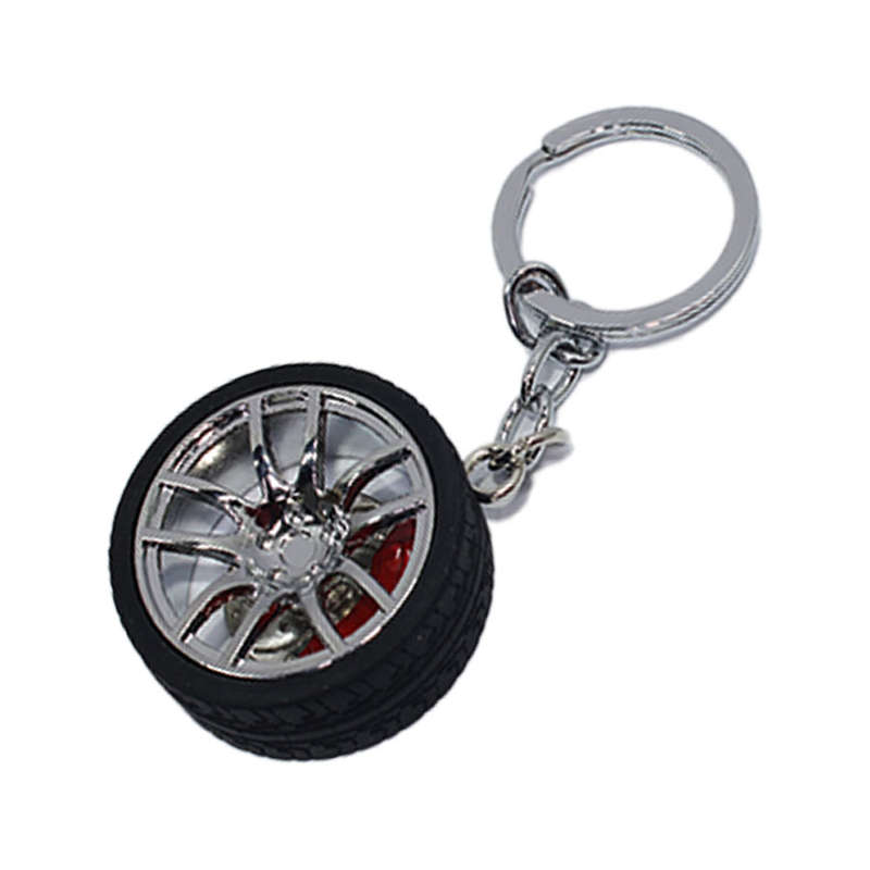 Keyring with Alloy Wheel &amp; Tyre and Brake Caliper Design (Chrome)