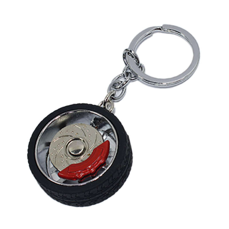 Keyring with Alloy Wheel &amp; Tyre and Brake Caliper Design (Chrome)