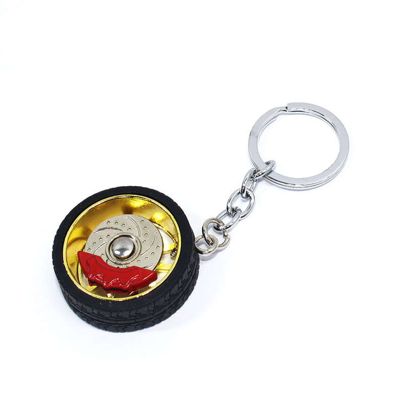 Keyring with Alloy Wheel &amp; Tyre and Brake Caliper Design (Gold