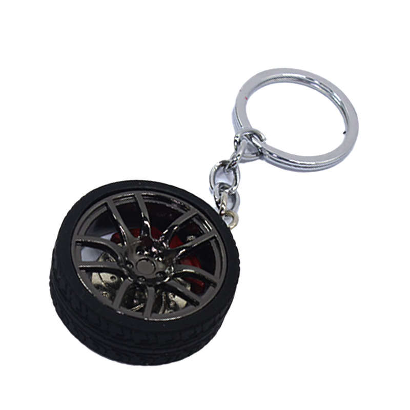 Keyring with Alloy Wheel &amp; Tyre and Brake Caliper Design (Titanium)