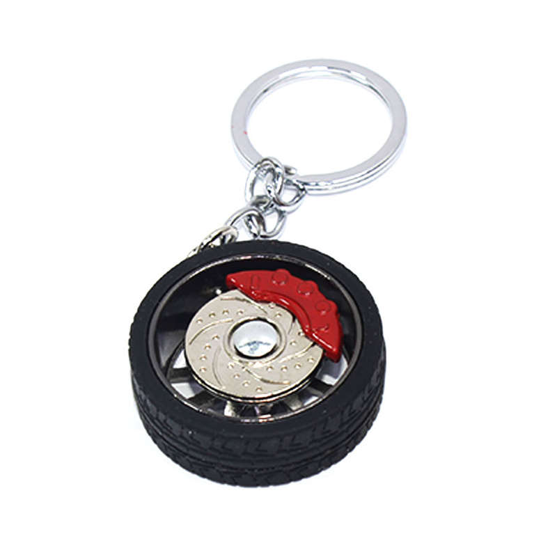 Keyring with Alloy Wheel &amp; Tyre and Brake Caliper Design (Titanium)