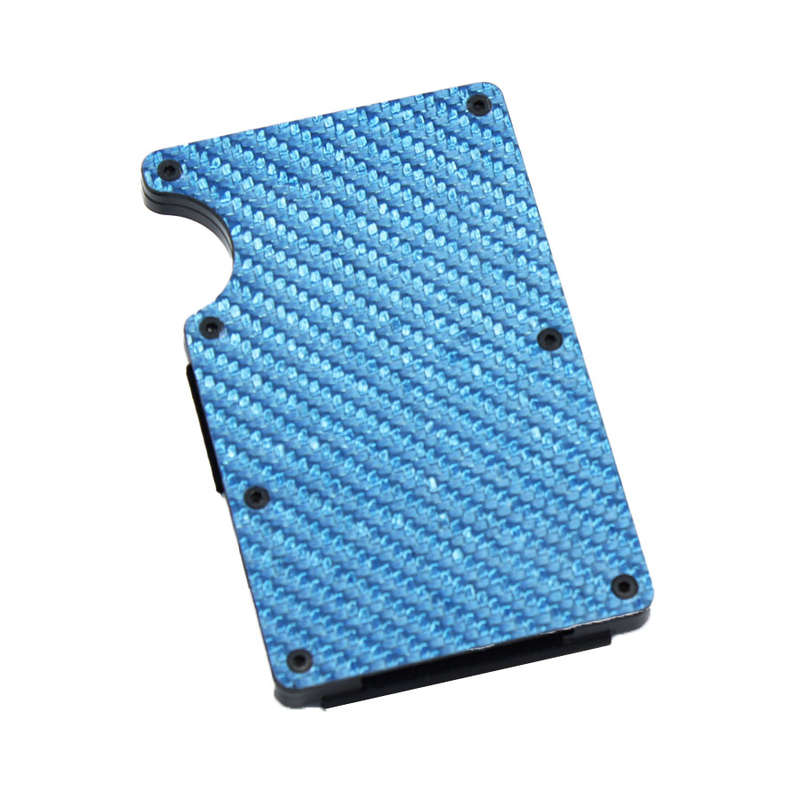 RFID Card Blocker Wallet Blue &amp; Carbon Fibre