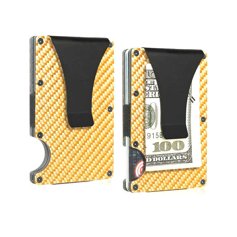 RFID Card Blocker Wallet Gold &amp; Carbon Fibre