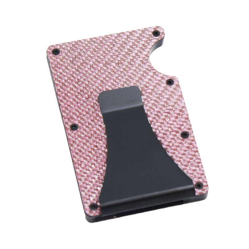 RFID Card Blocker Wallet Pink &amp; Carbon Fibre