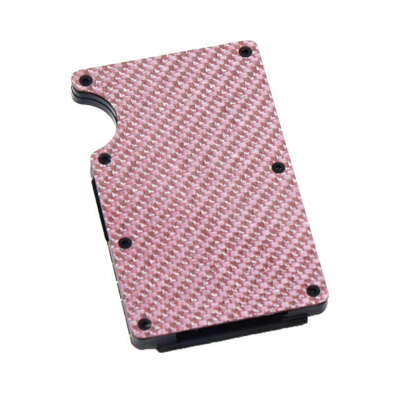 RFID Card Blocker Wallet Pink &amp; Carbon Fibre