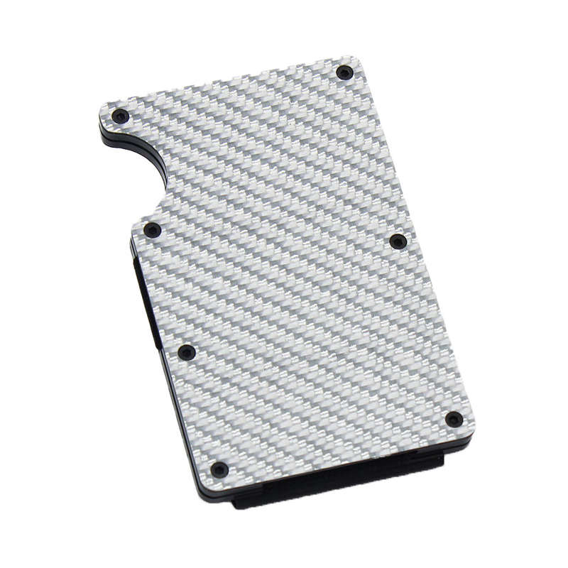 RFID Card Blocker Wallet Silver &amp; Carbon Fibre