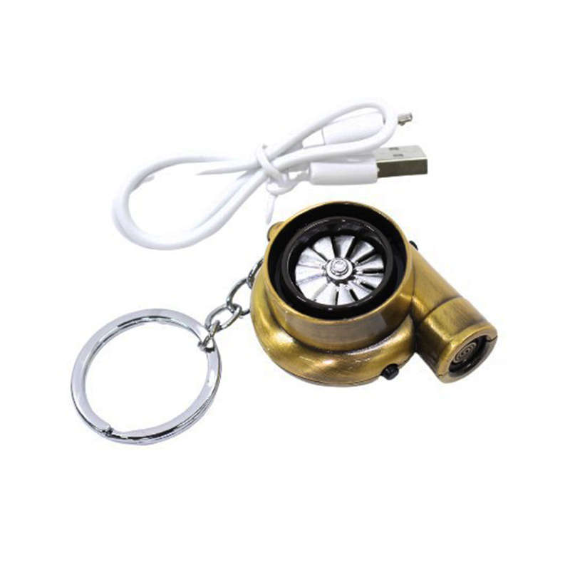 Turbocharger Cigarette Lighter Keyring with Turbo Sound - (Gold)