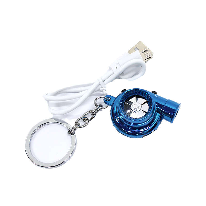 Turbocharger Keyring with USB Rechargeable Light &amp; Sound (Blue)