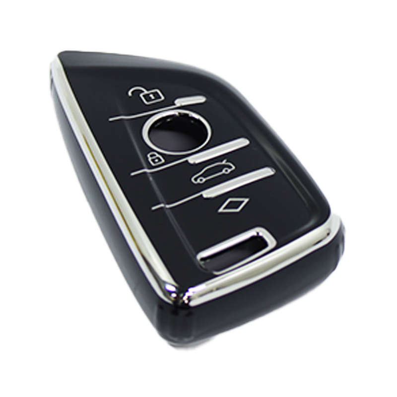 TPU Soft Key Cover for BMW F-Series (Black &amp; Silver)