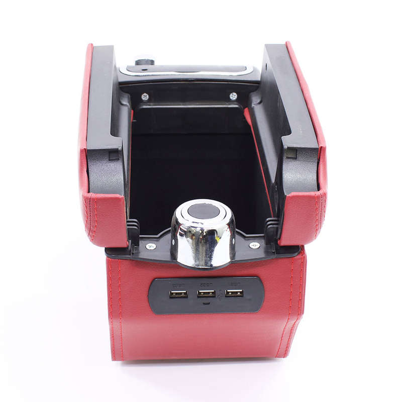 Universal Vehicle Center Storage Console with USB (Burgandy)