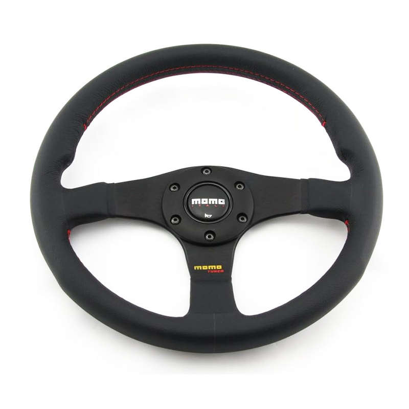 Momo 11110332211 Steering Wheel Tuner Black Leather with red stitch (320mm)