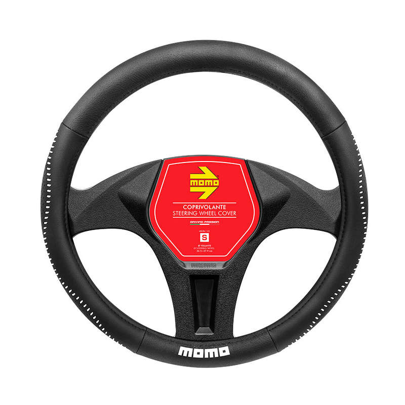 Momo SWC018BW Street Black &amp; White PU Leather Steering Wheel Cover