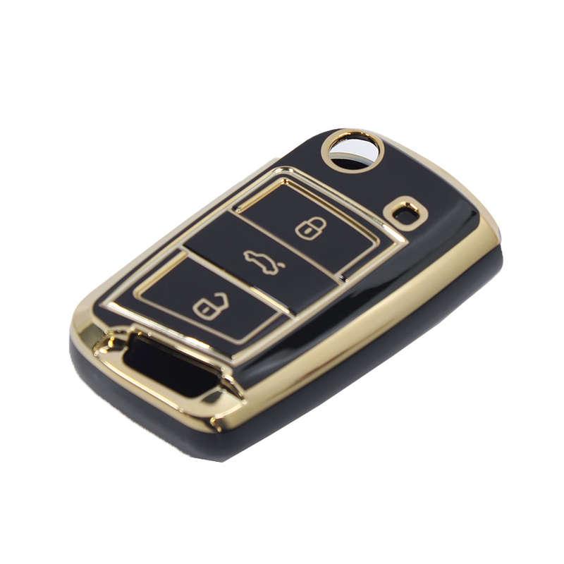 TPU Silicon Black &amp; Gold Key Cover for VW Golf Mk7