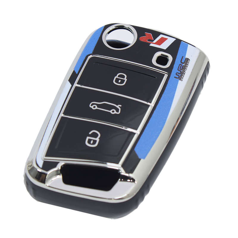 TPU Silicon Key Cover with WRC Black &amp; Silver Design for VW Golf Mk7