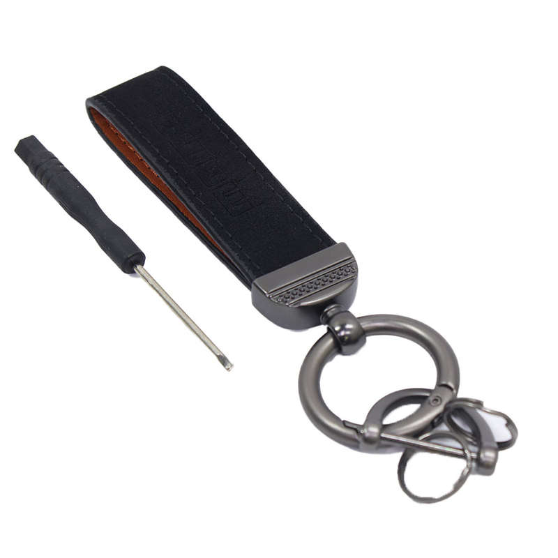 Leather &amp; Alcantara Strap Keyring with Screwdriver