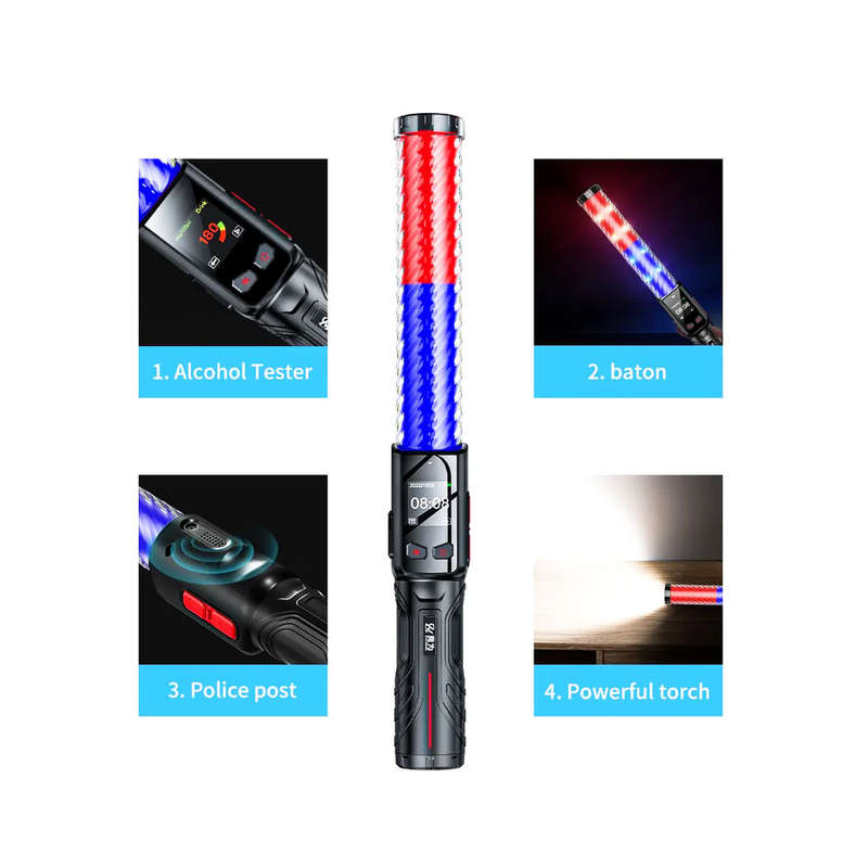 Fuel Cell Type Alcohol Breathalyzer with Red/Blue/White LED Lights