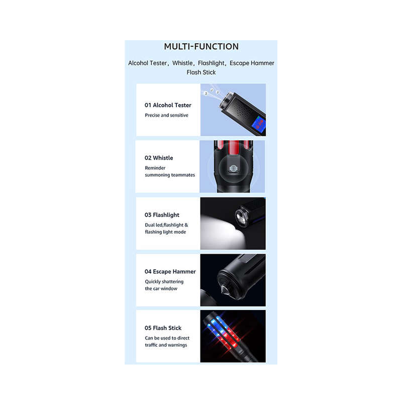 Mr Black 07 Portable Alcohol Breathalyzer with Emergency LED Lights